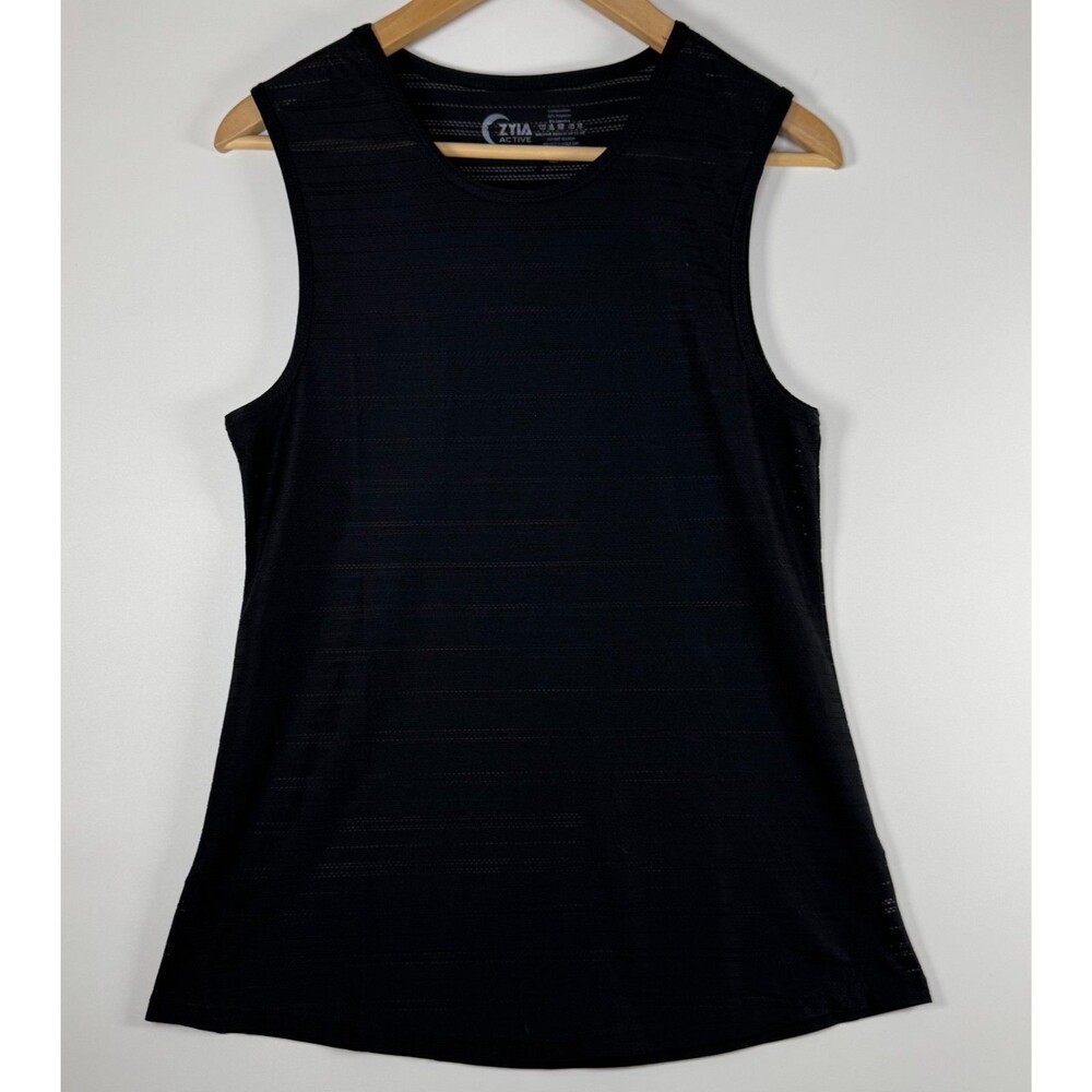 Zyia Active Womens Black Mesh Stripe Sleeveless‎ Tank Top Small Performance Gym